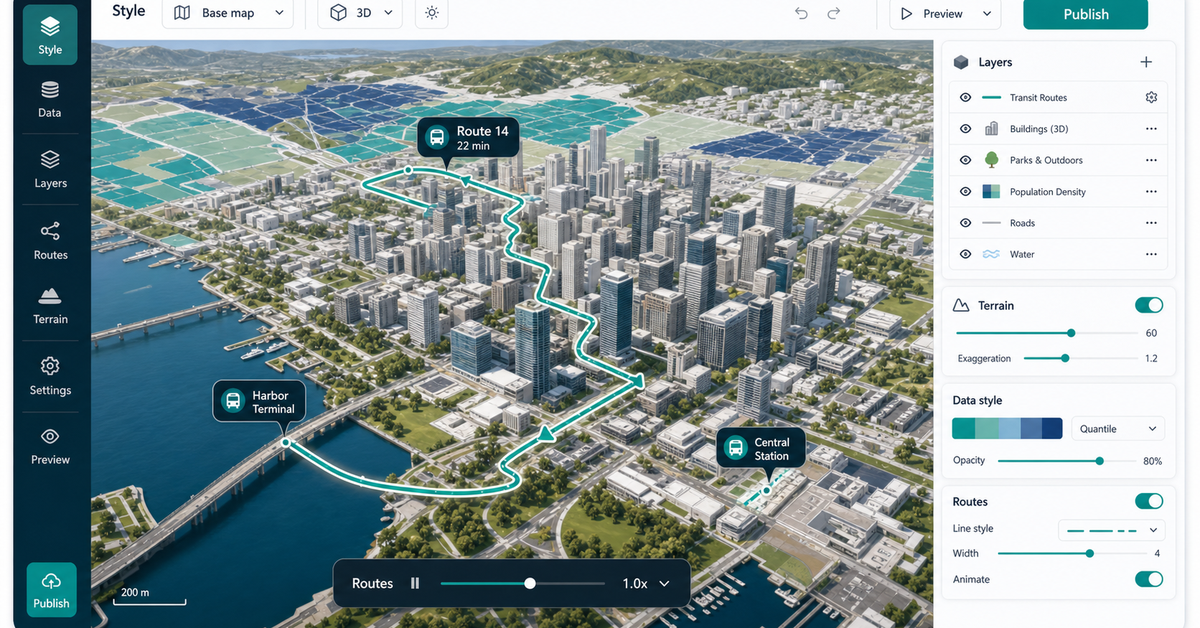 Spatial ETL proof showing ingest, validation, transformation, review, publishing, and export.